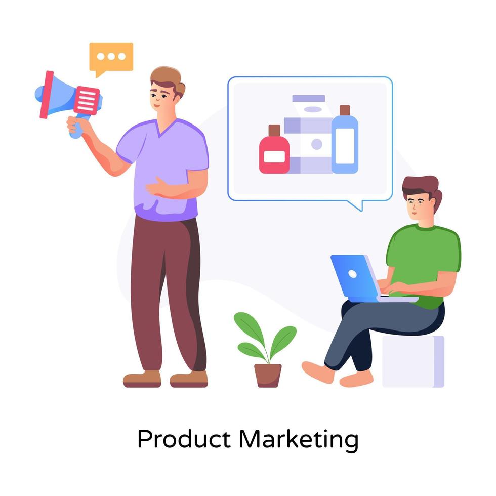 An editable flat illustration of product marketing vector