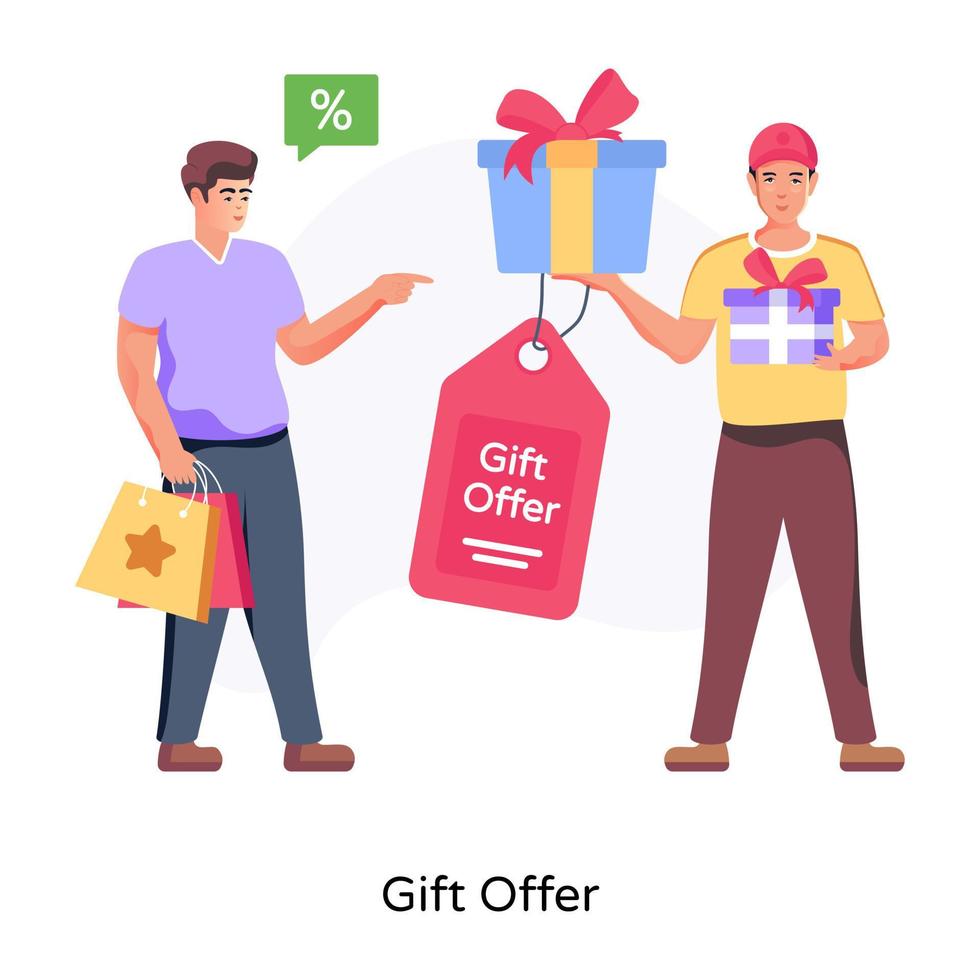 una ilustración plana editable de oferta de regalo vector