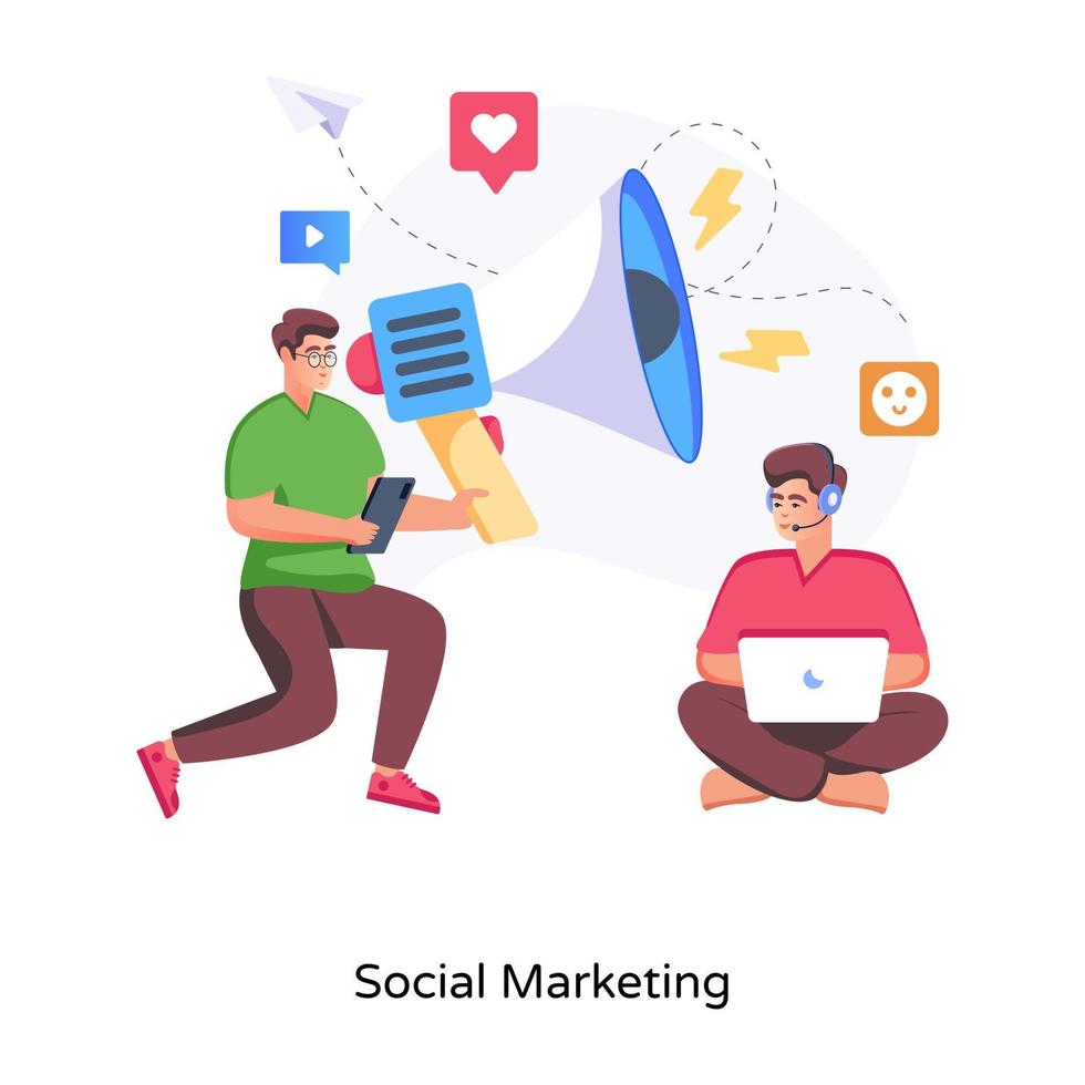 Get hold of this flat illustration of social marketing vector