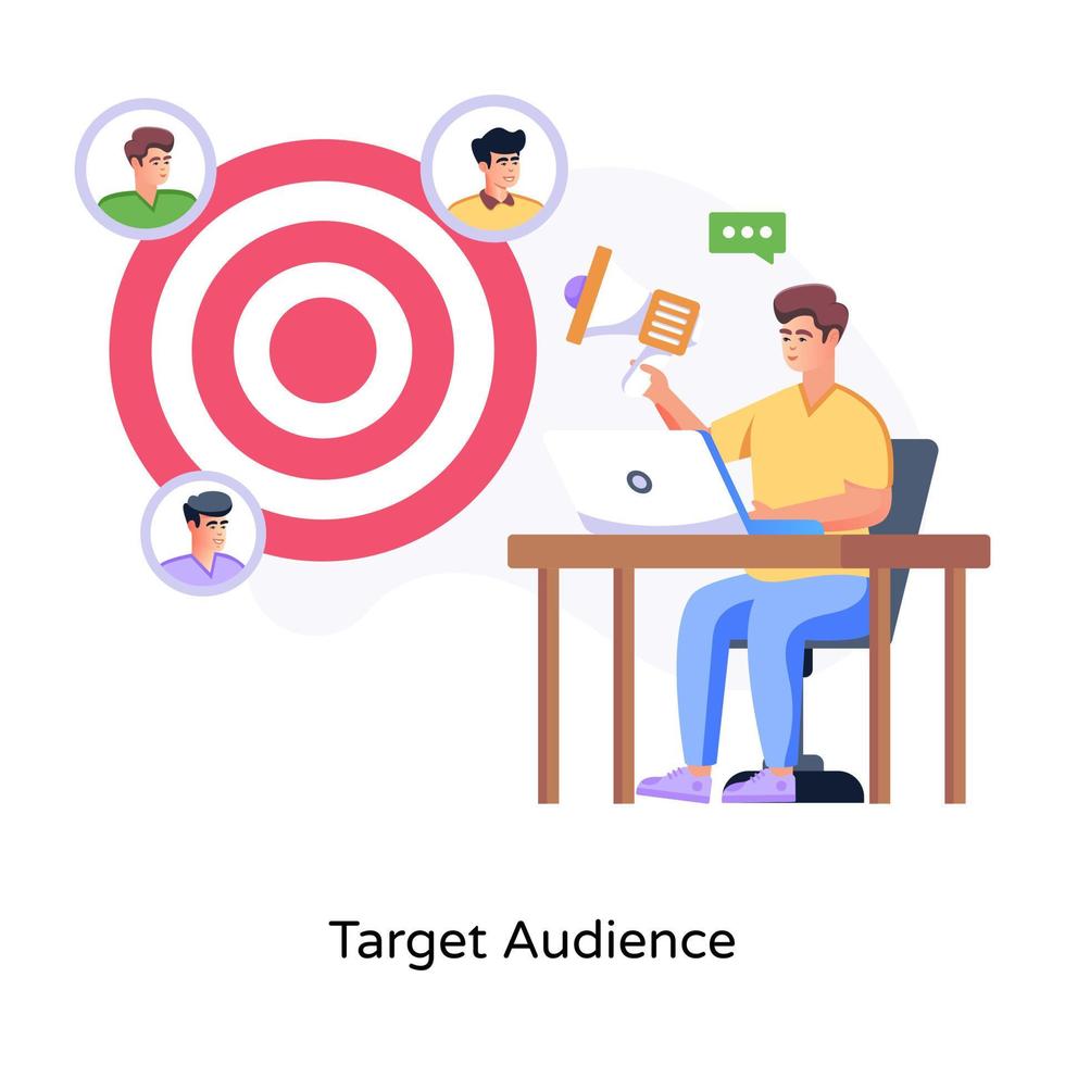 Target audience flat illustration, editable design vector