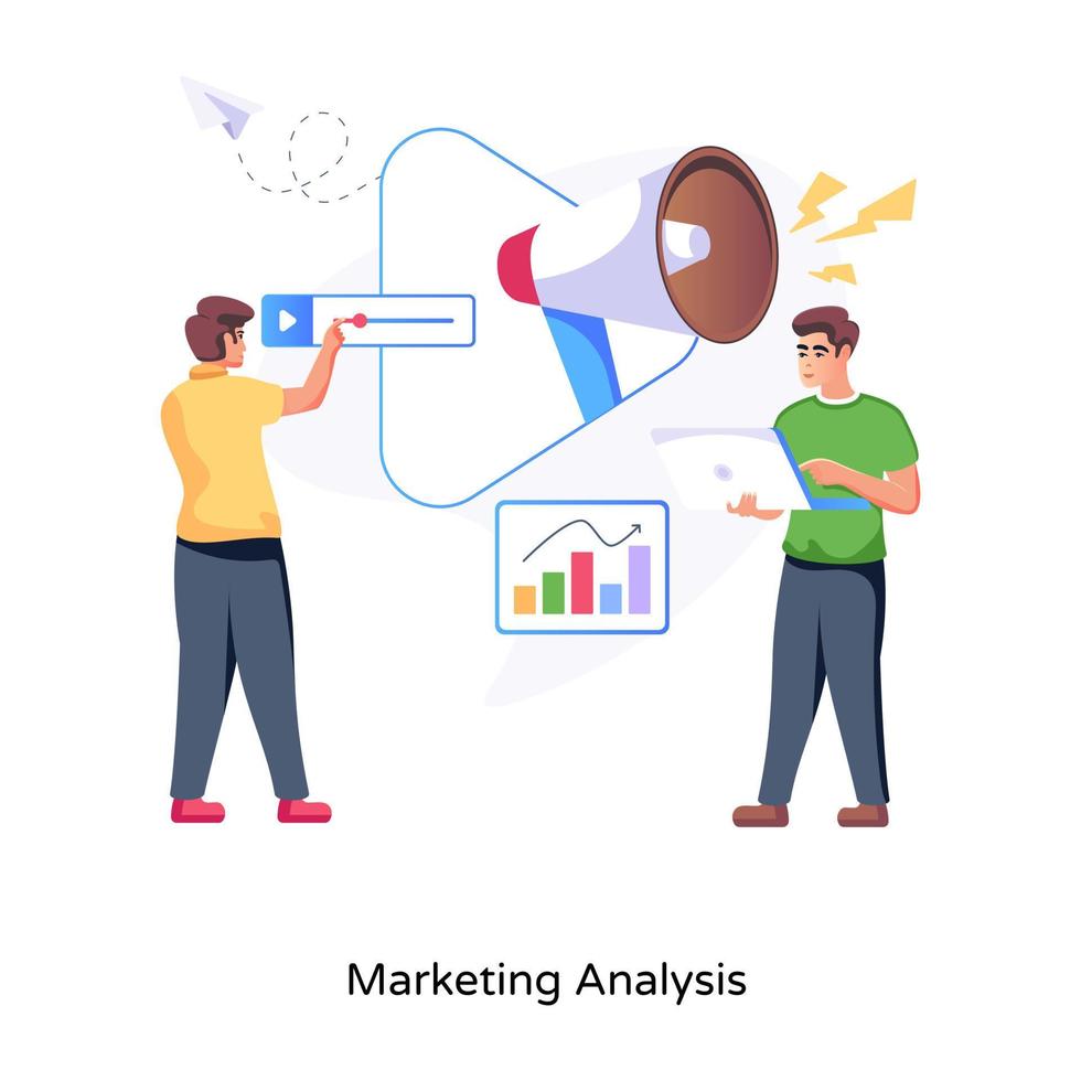 Grab this amazing flat illustration of marketing analysis vector