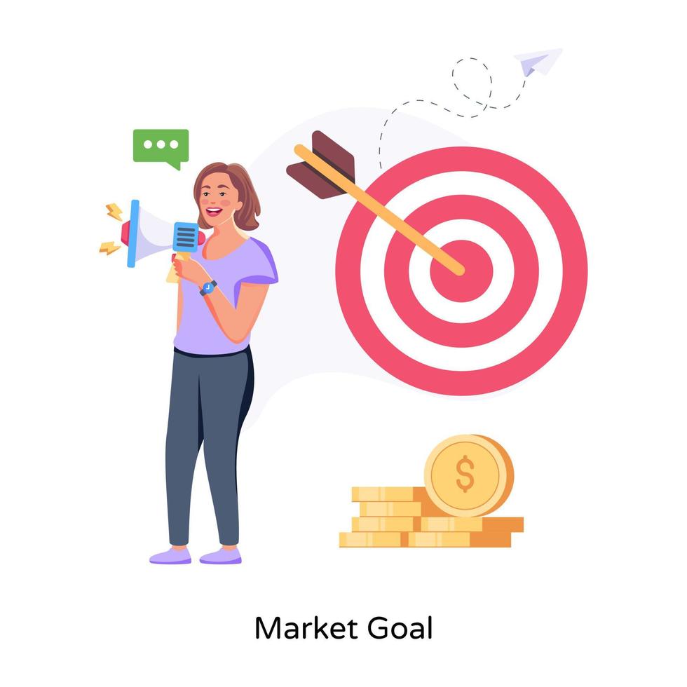 Creatively designed illustration of market goal, flat style vector