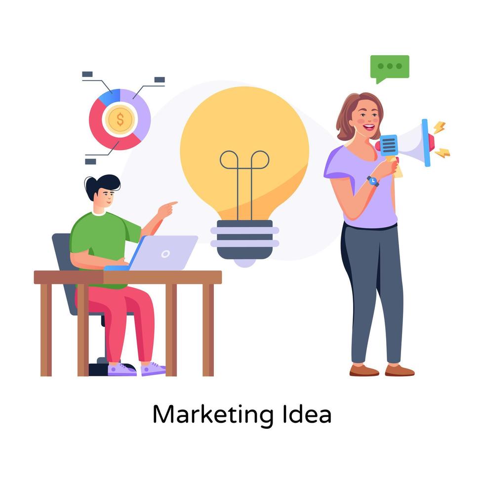 Marketing idea flat illustration is handy and customizable vector