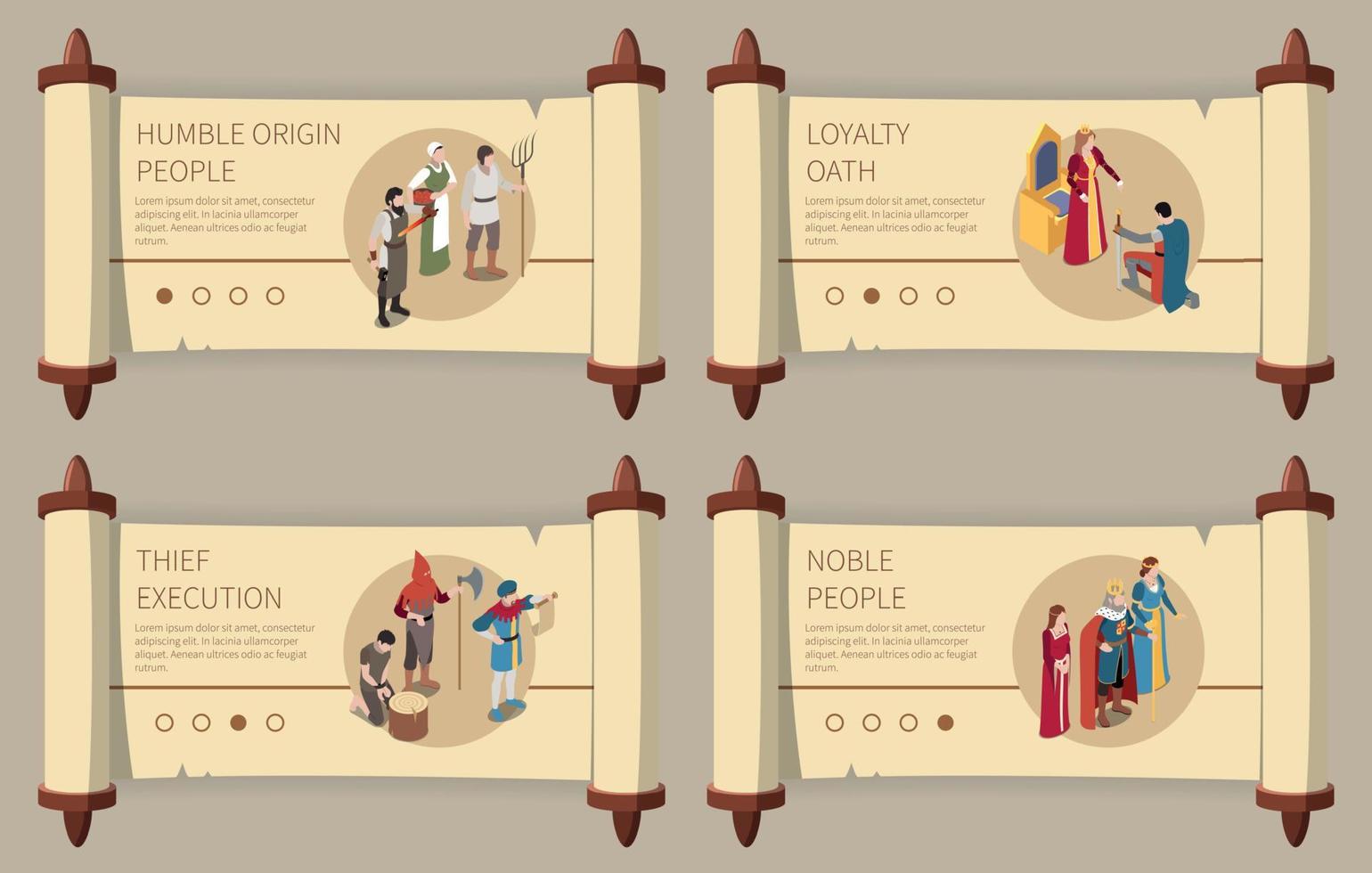 Medieval Isometric Banners Set vector