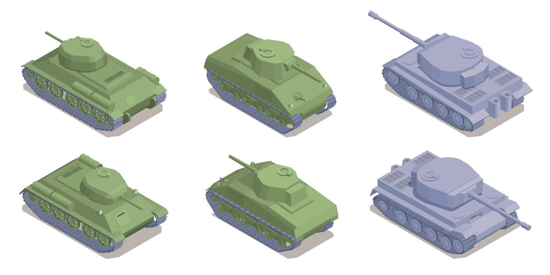 conjunto de tanques militares de la segunda guerra mundial vector