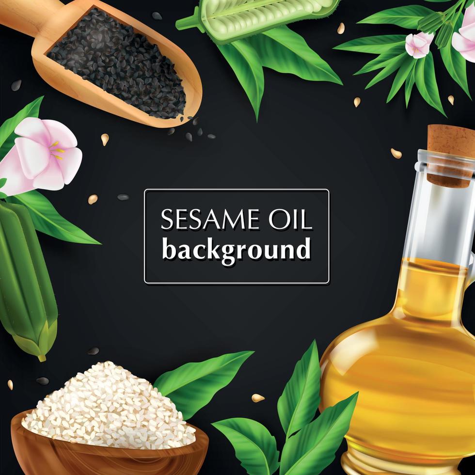 Sesame Oil Realistic Background vector