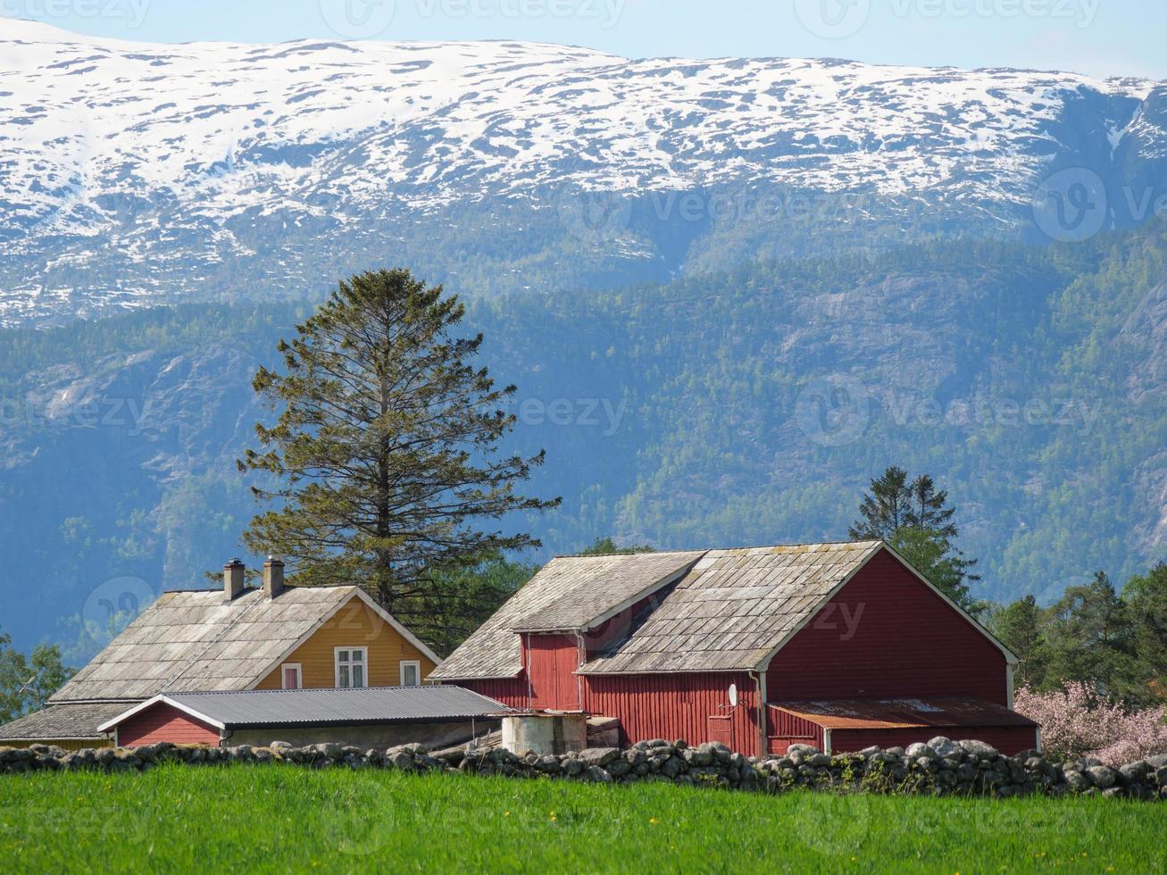 el pequeño pueblo eidfjord en el fiordo noruego hardangerfjord foto