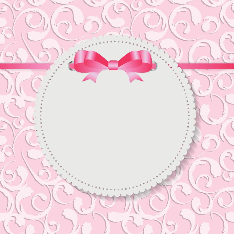 Vintage Frame with Bow  Background. Vector Illustration