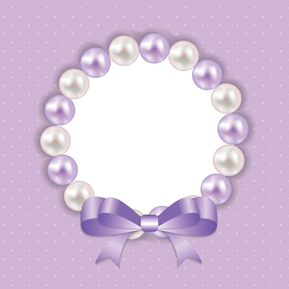 Vintage Pearl Frame with Bow  Background. Vector Illustration.