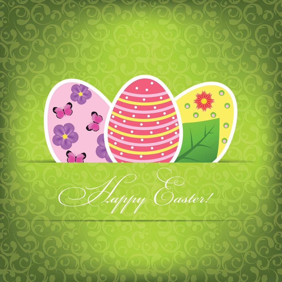 Vector  Paper card with  easter eggs