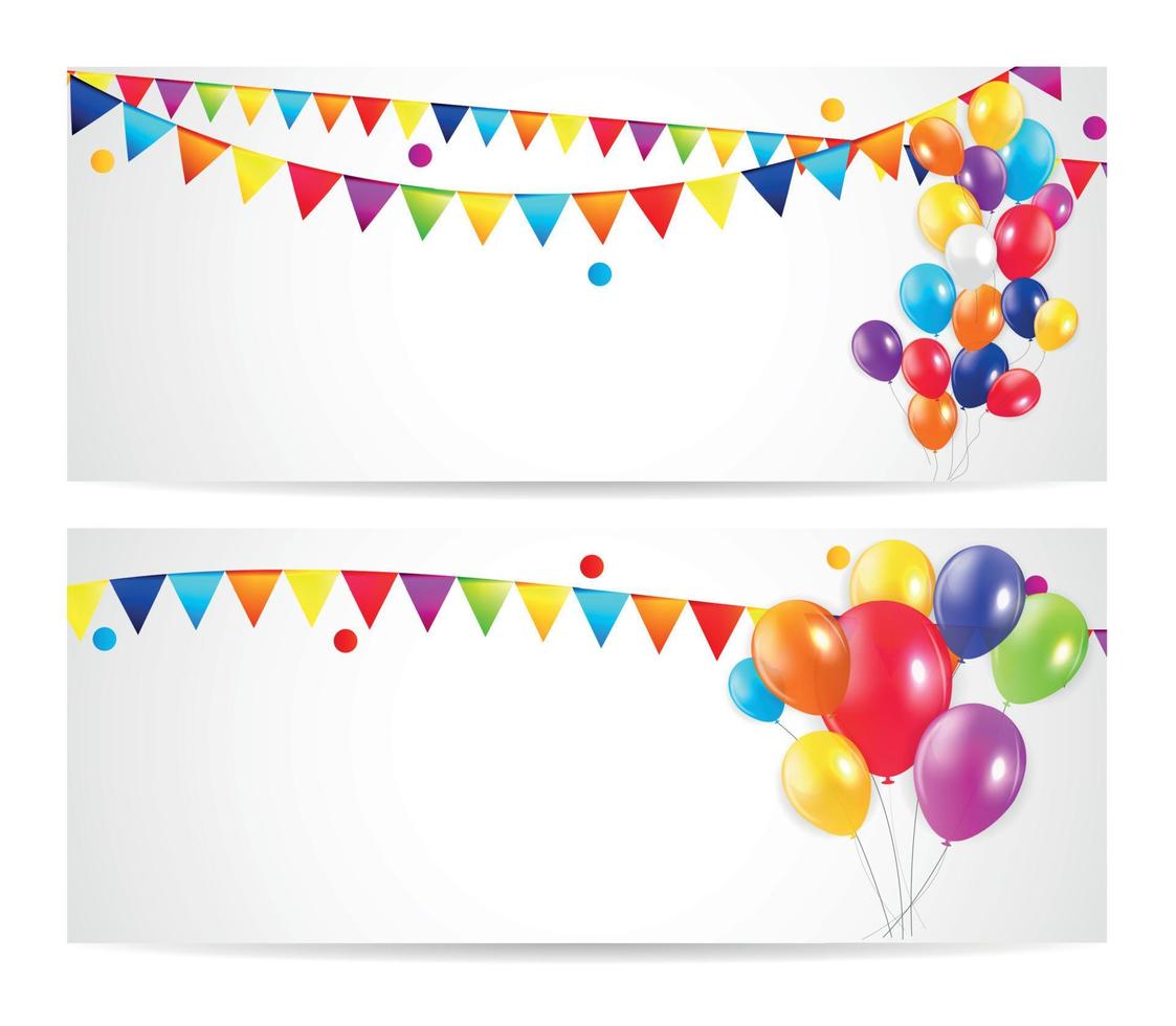 Fondo de banner de tarjeta de globos de colores, ilustración vectorial vector