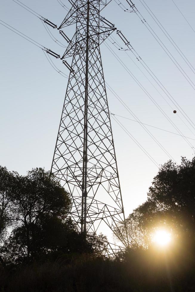 Electric towers in nature photo