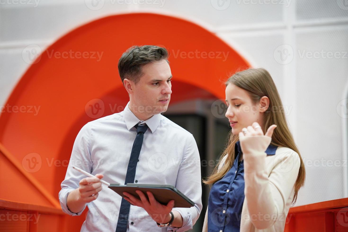 business coworkers, Business colleagues discussing working data and working together in office. Entrepreneurs co-working photo