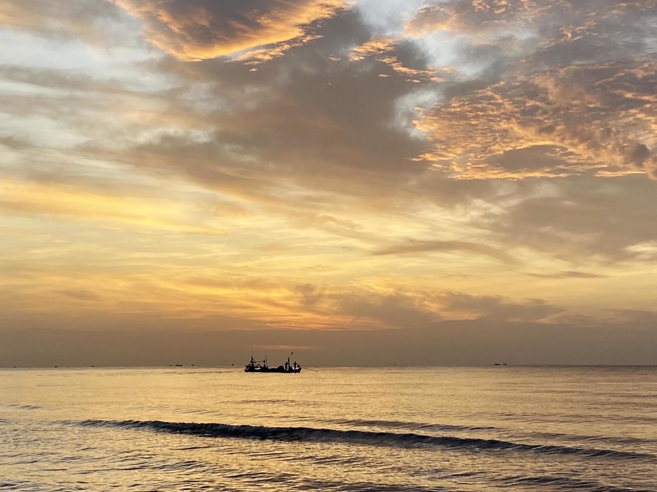 Beautiful  sunset on beach summer view background photo