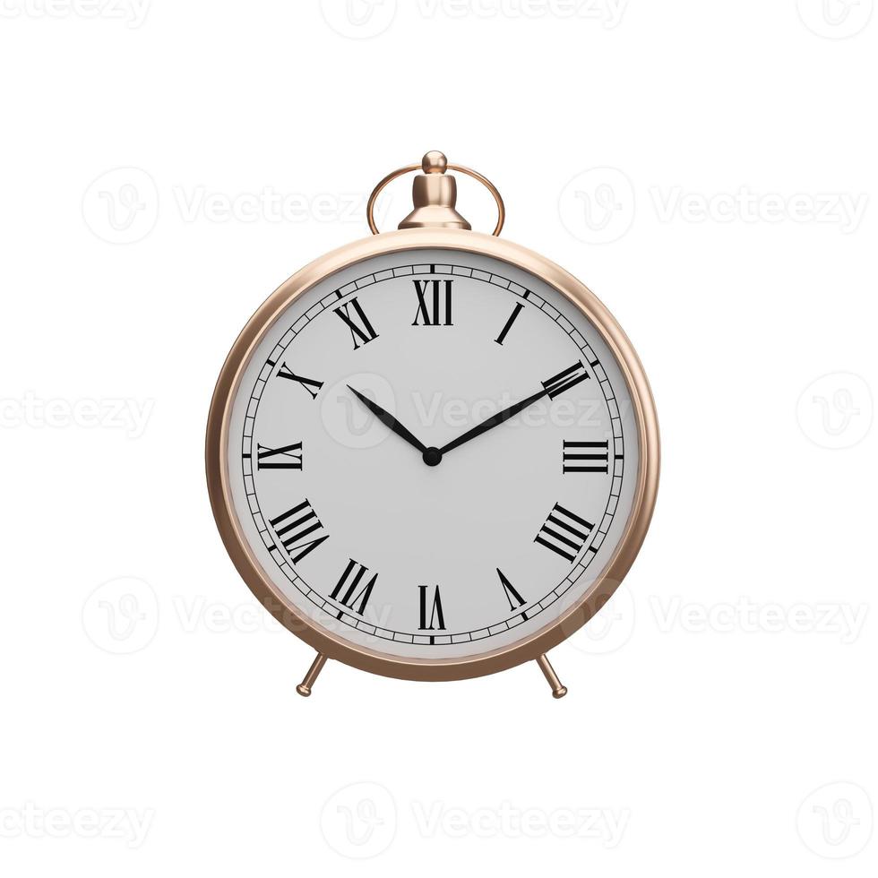 3D rendering copper classic clock on white background photo