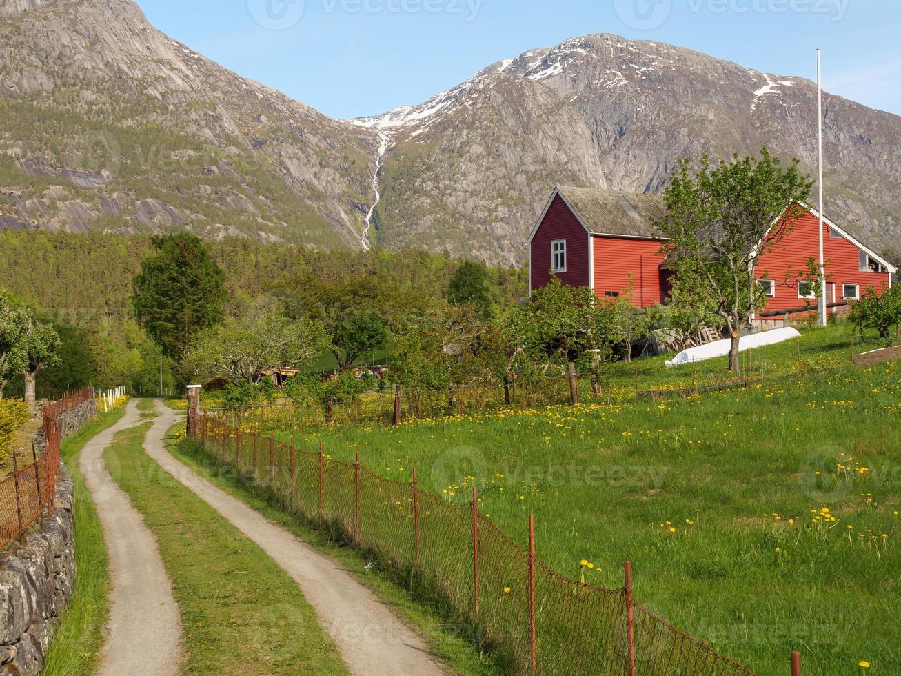 The small village Eidfjord in the norwegian Hardangerfjord photo