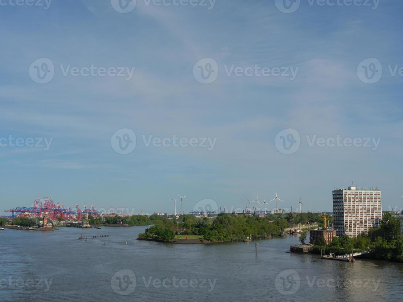 The city of Hamburg and the elbe river photo