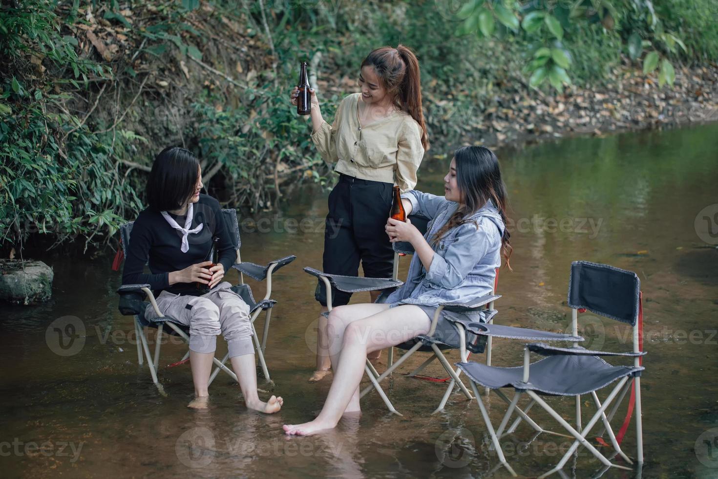 friends while camping photo
