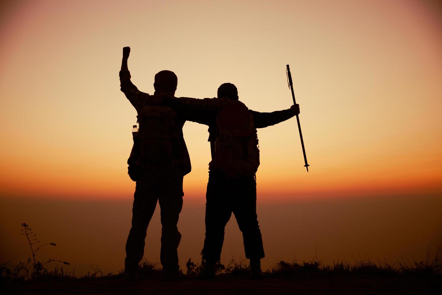 Hiker with backpack photo