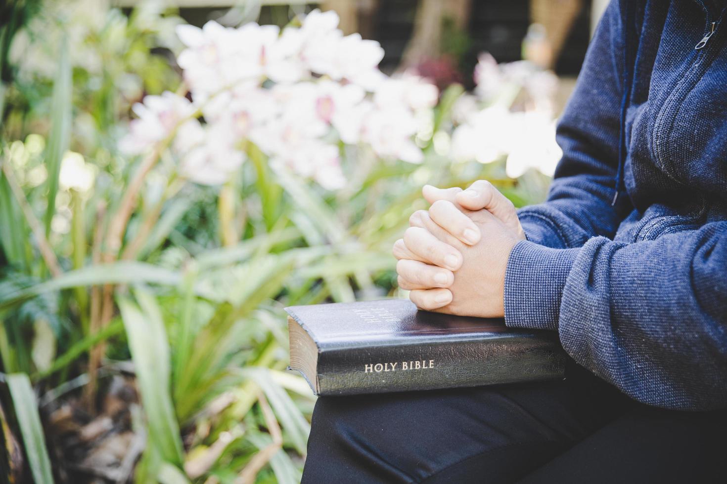 Prayer woman hand photo