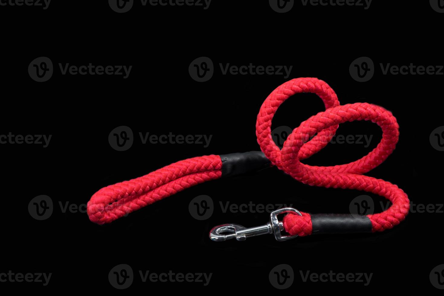 Dog leash on isolated black background.  Pet accessories concept. photo