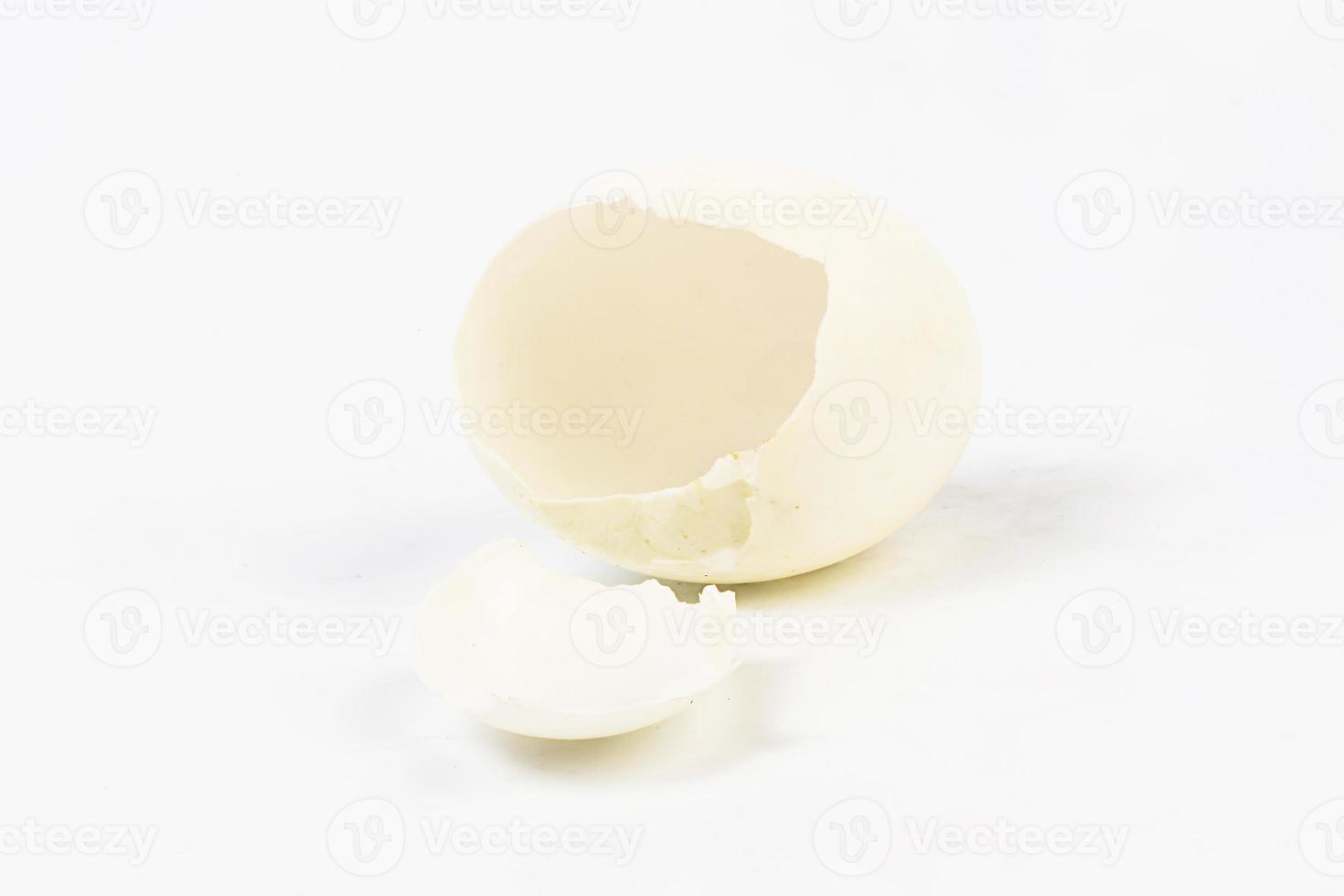 Egg shell on white background photo