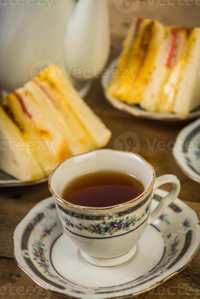 Tea composition, tea set, picture style vintage photo