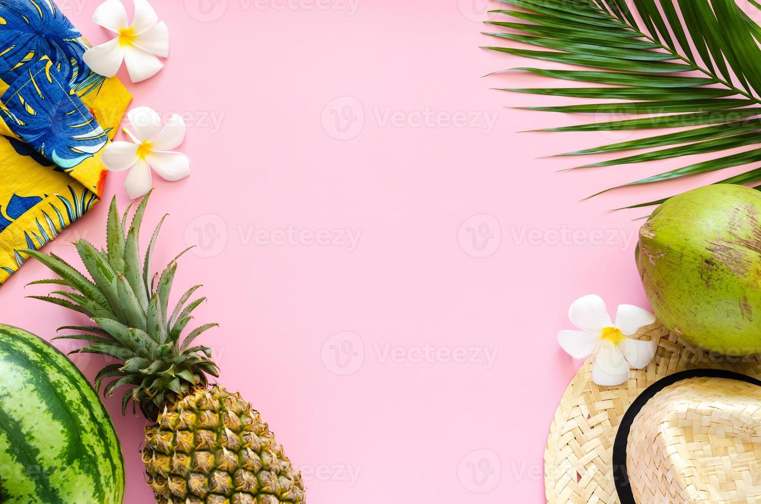 Summer background on pink color photo