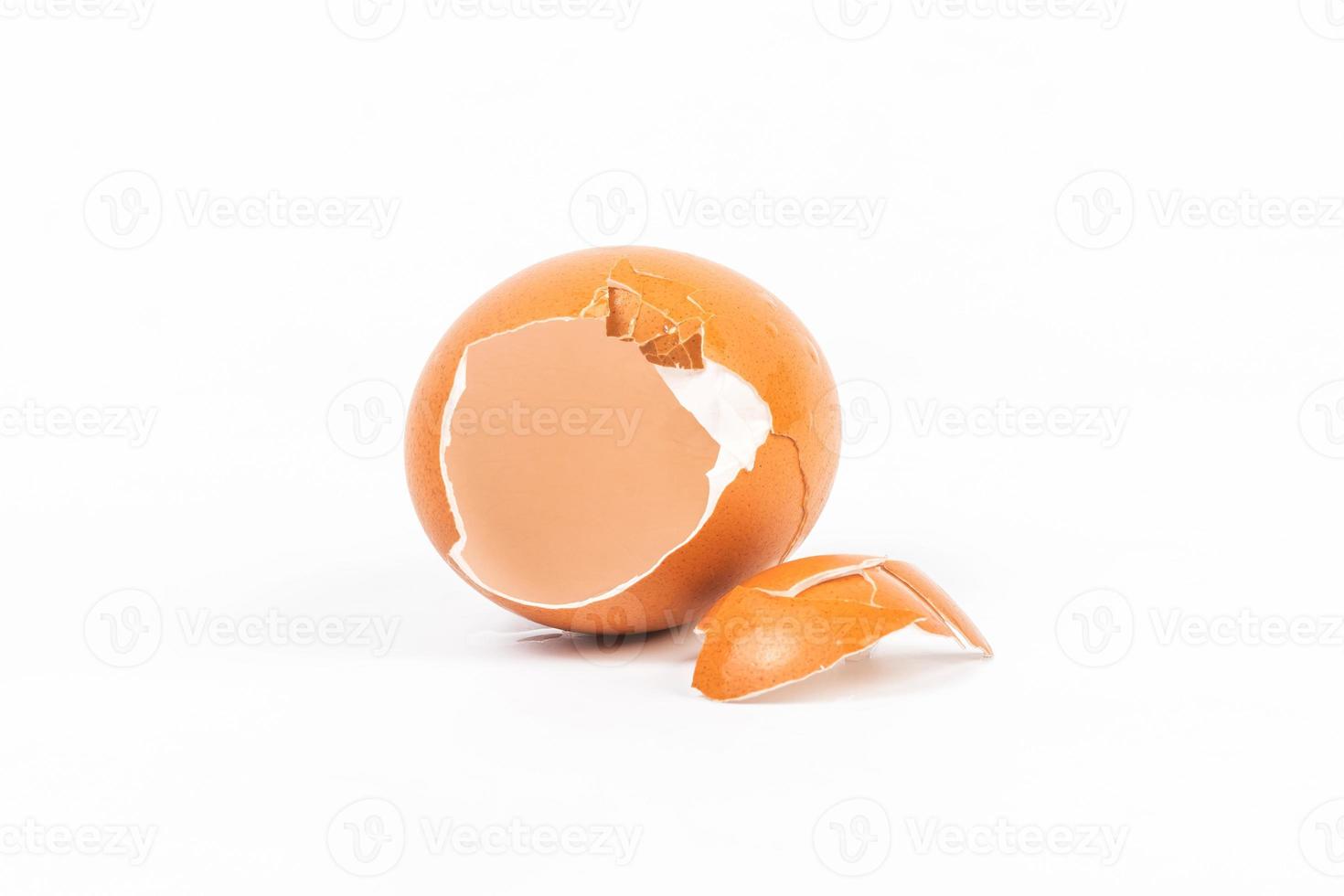 Egg shell on white background photo