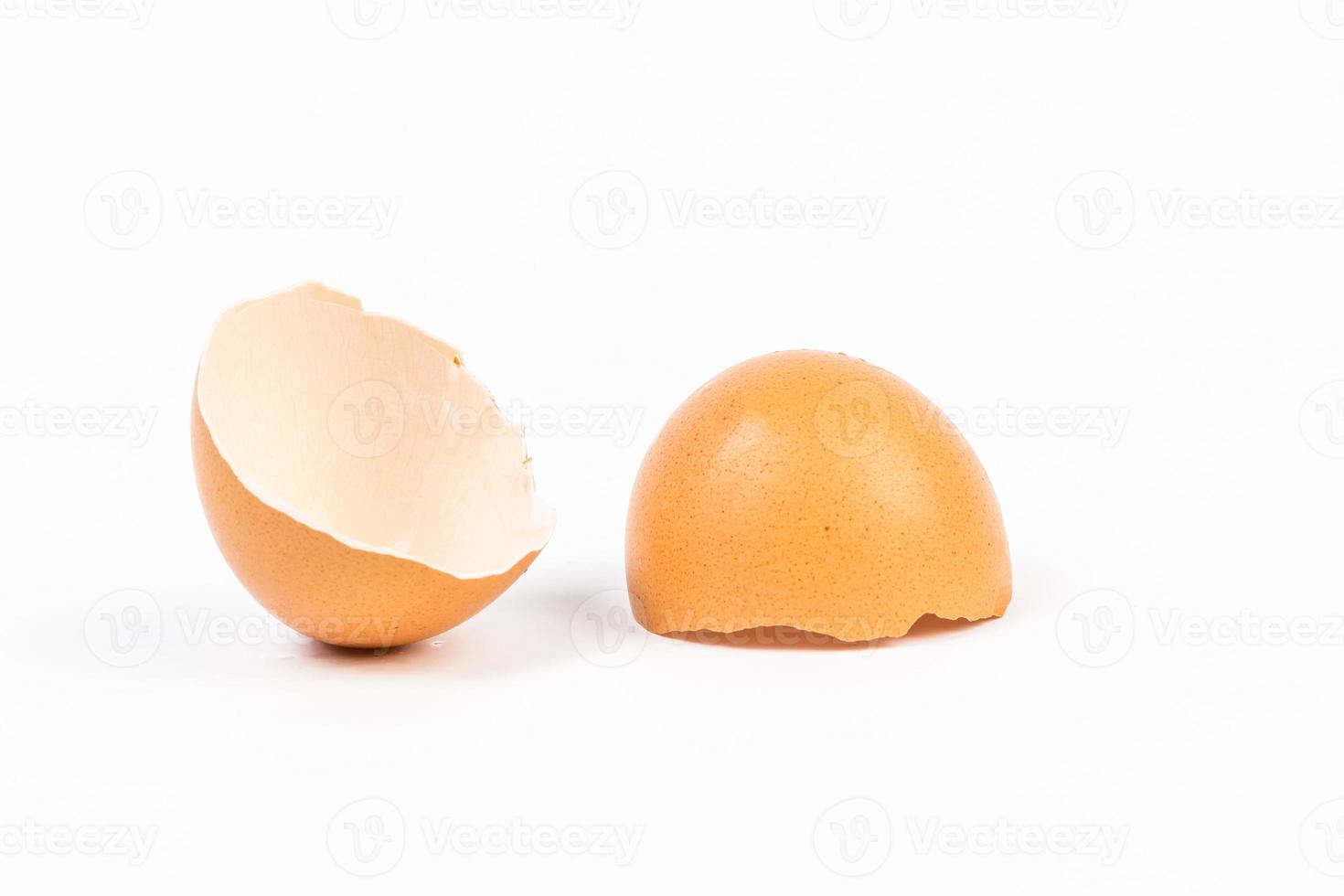 Egg shell on white background photo