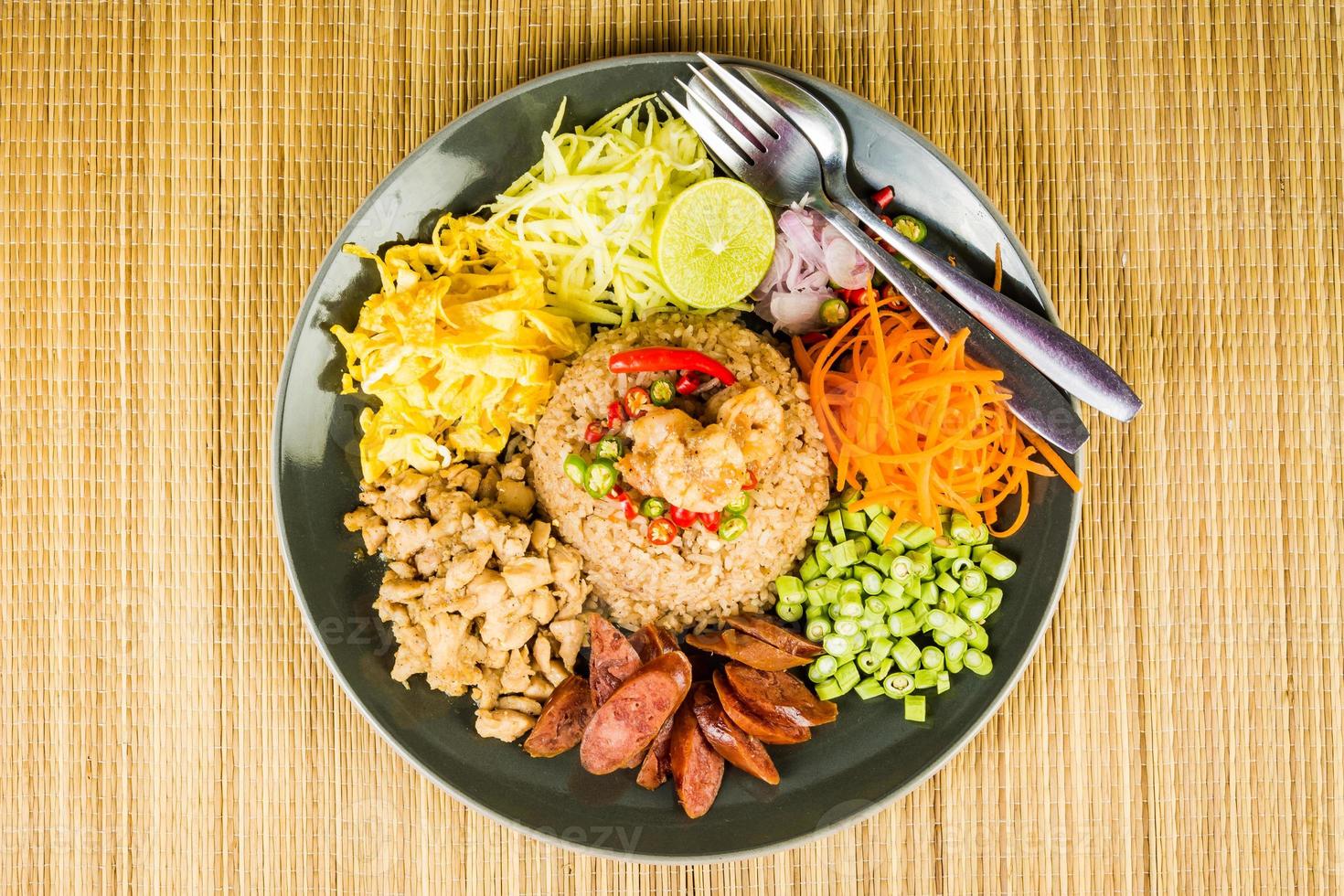 fry rice with the shrimp paste, Thai food photo