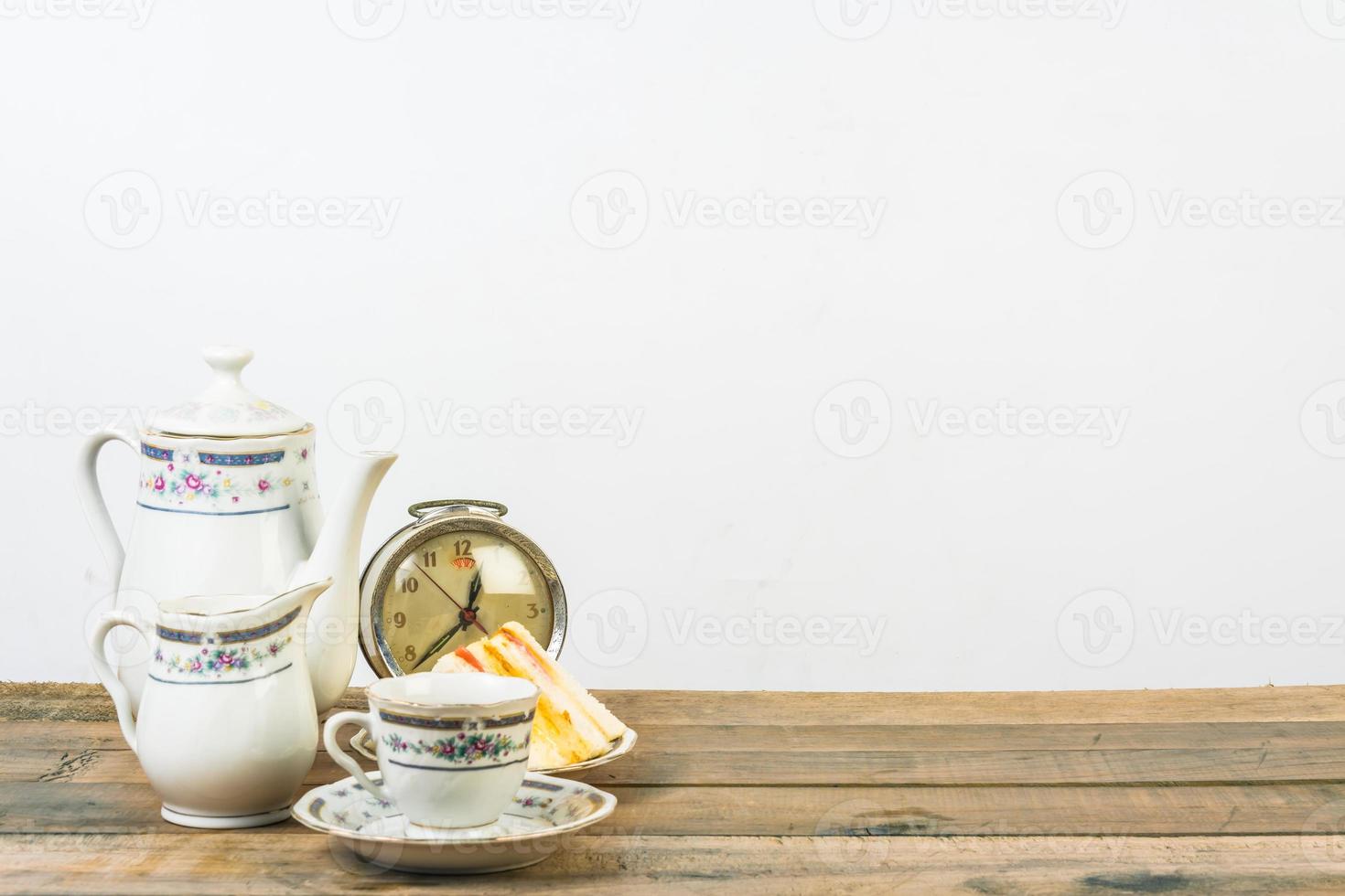 Tea composition, tea set on white background photo