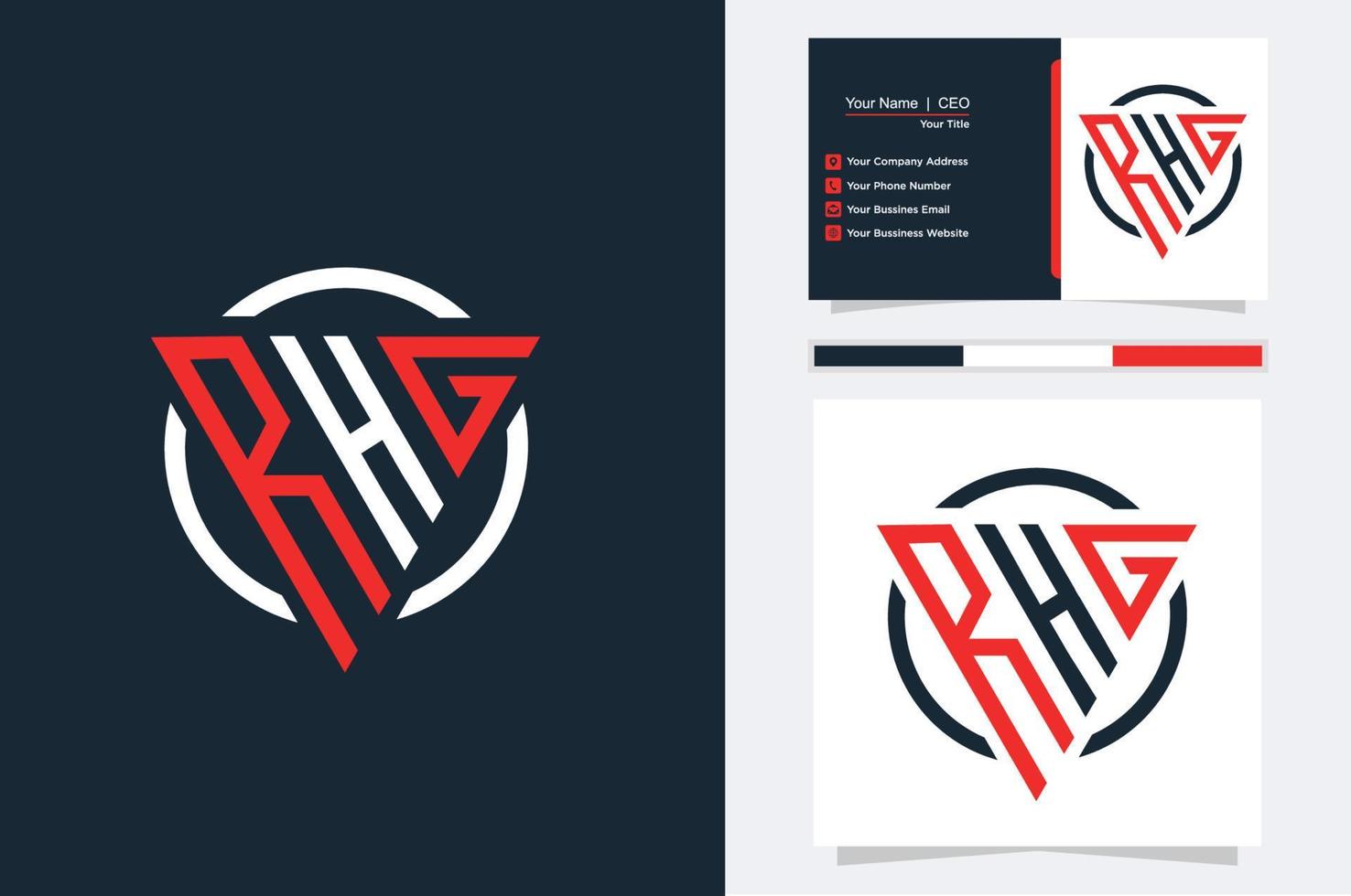 Initial Letter RHG triangle modern logo Red and White color vector