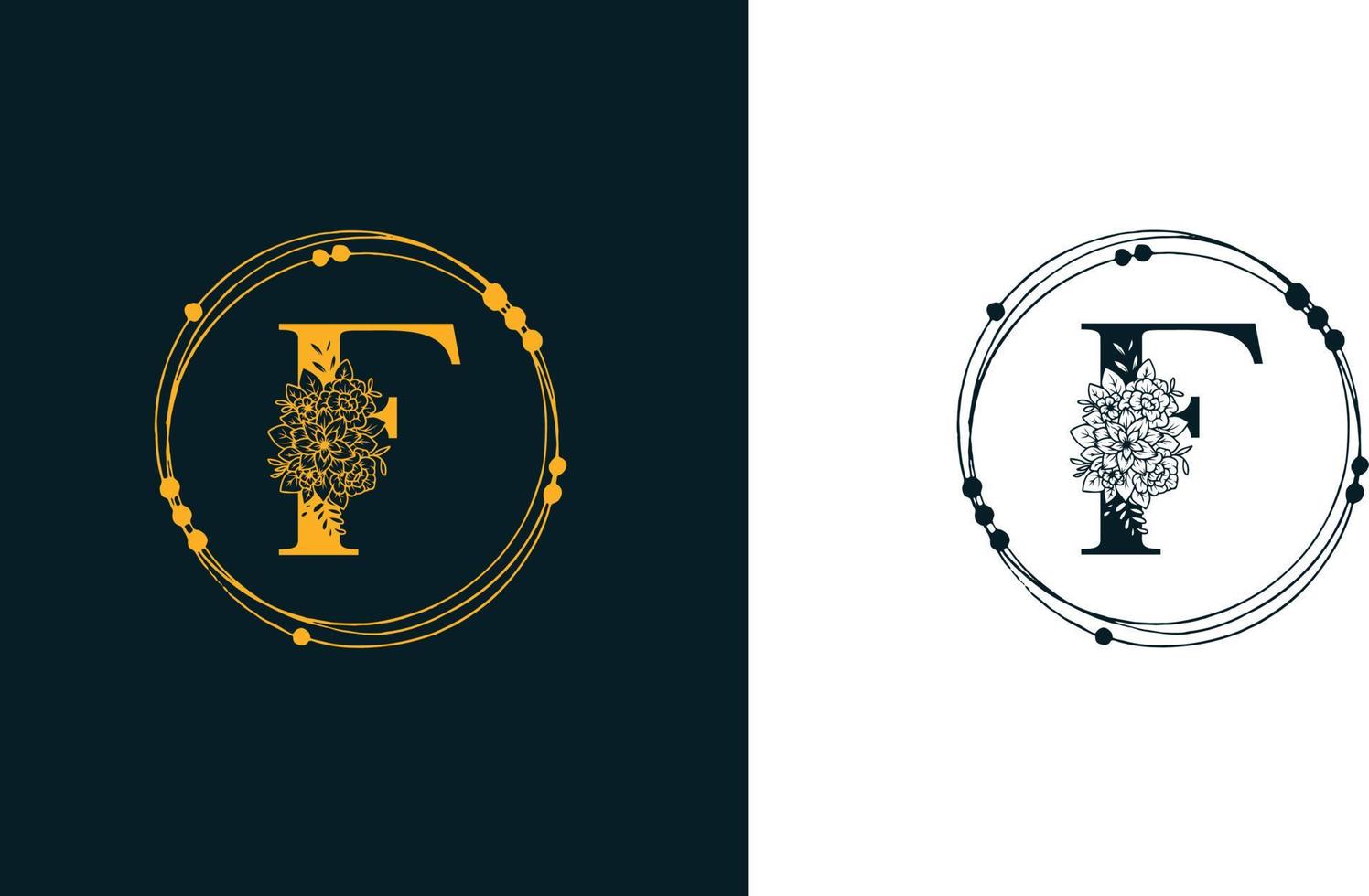 Letter F Minimalist Floral logo design template vector