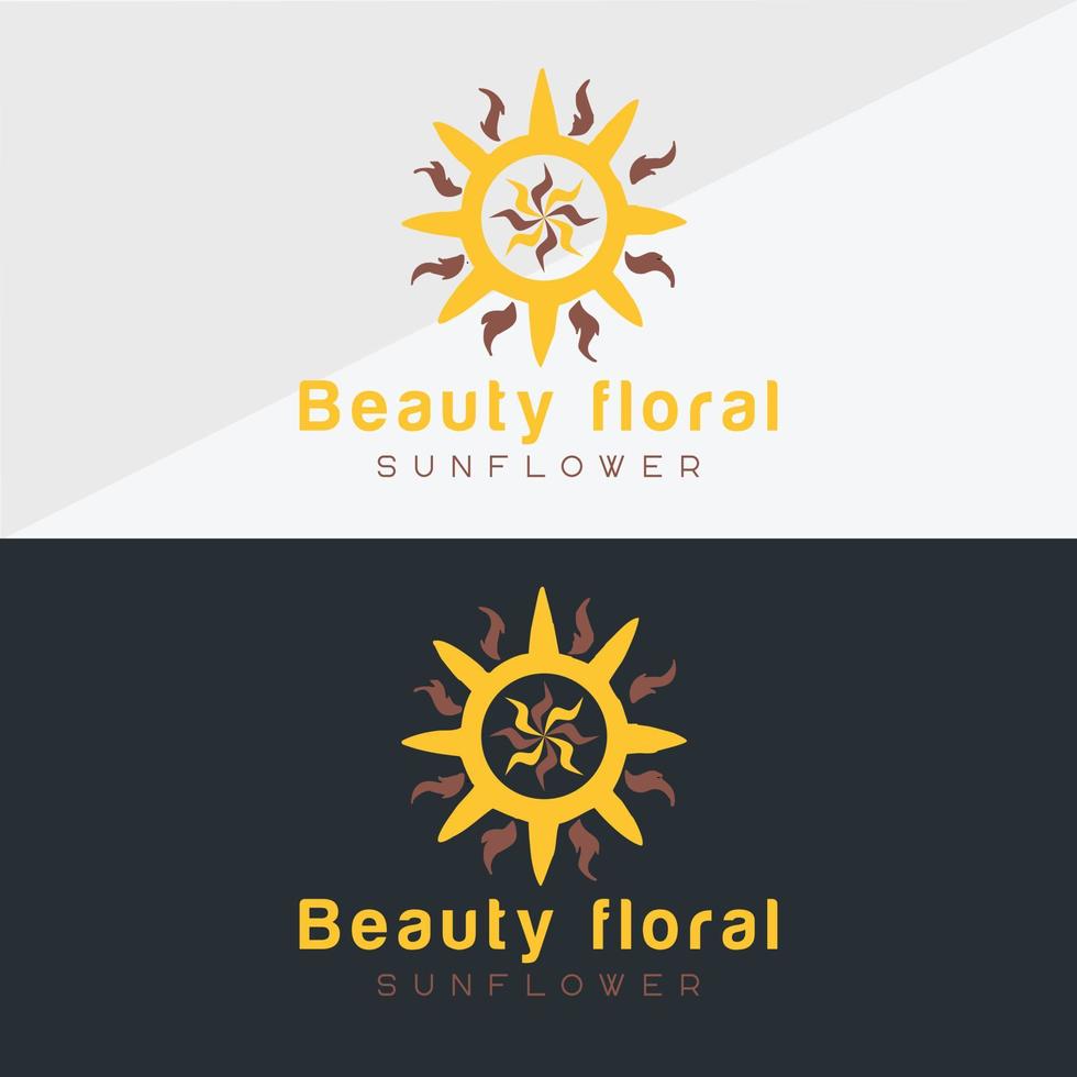 logotipo de girasol y plantilla de diseño de vector de icono de sol.