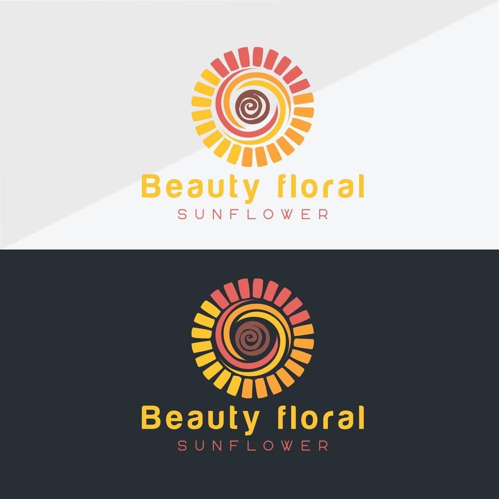 Sunflower logo and sun icon Vector design Template.