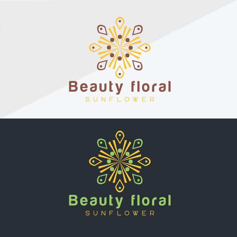 Sunflower logo and sun icon Vector design Template.