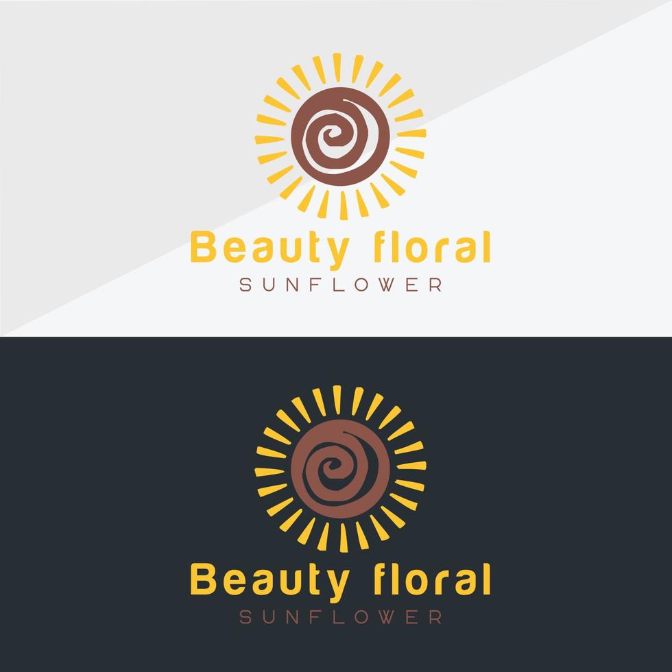 Sunflower logo and sun icon Vector design Template.