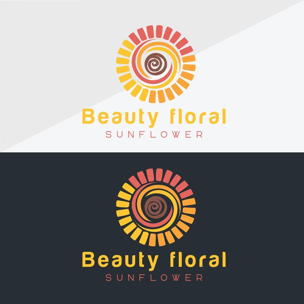 Sunflower logo and sun icon Vector design Template.