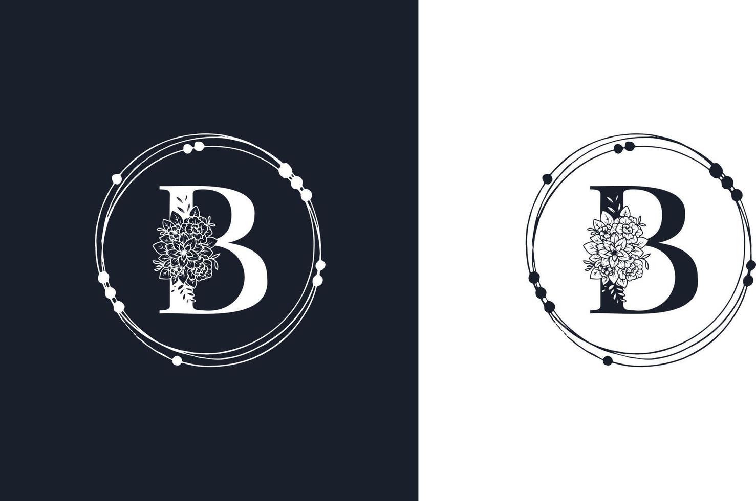 Letter B Minimalist Floral logo design template vector