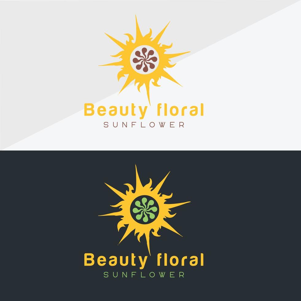 Sunflower logo and sun icon Vector design Template.