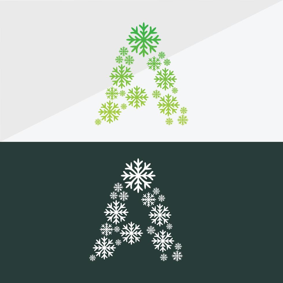 Snowflake alphabet vector design Christmas icon logo snow Snowflake simple color line icons snow vector