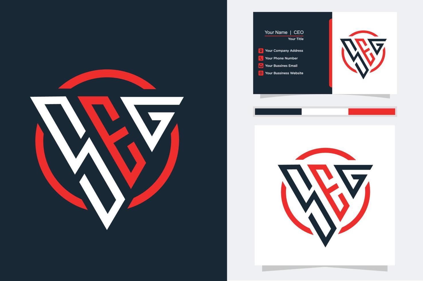 initial Letter SEG triangle modern logo Red and White color vector