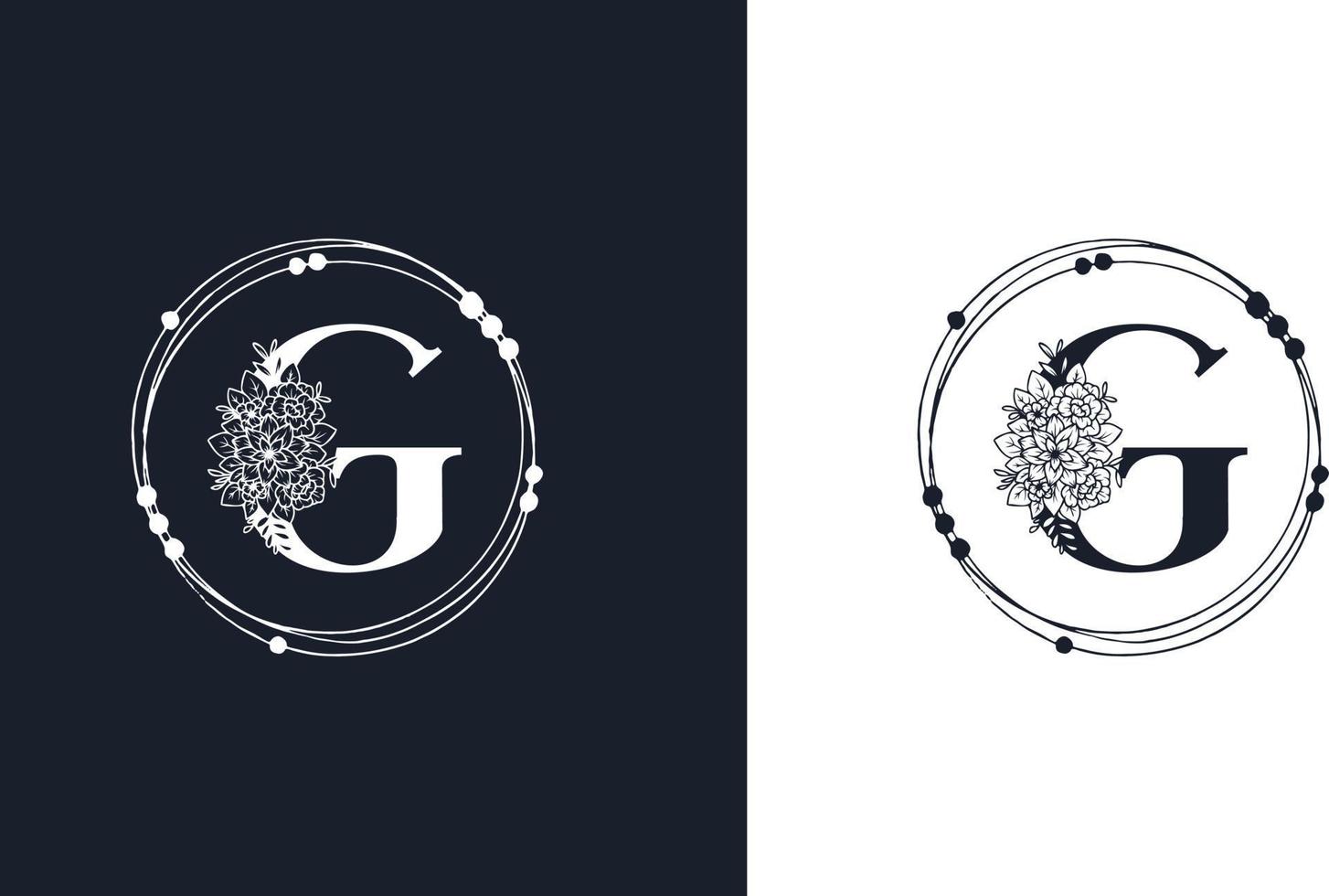 Letter G Minimalist Floral logo design template vector