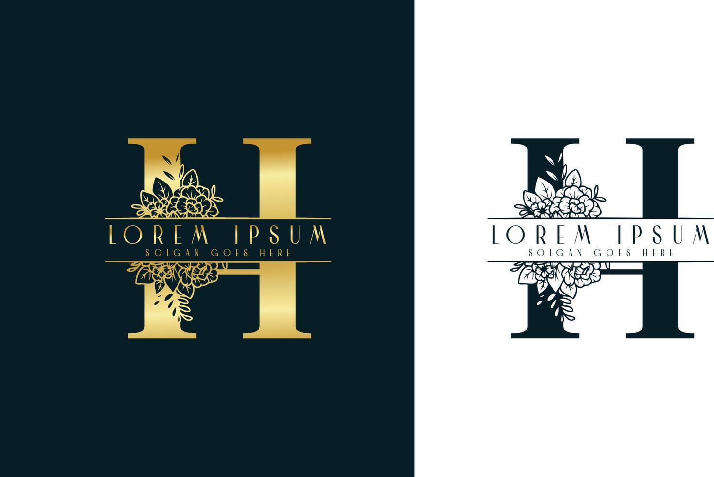 plantilla de diseño de logotipo floral minimalista letra h vector