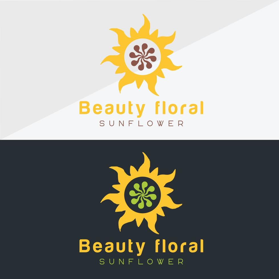 Sunflower logo and sun icon Vector design Template.