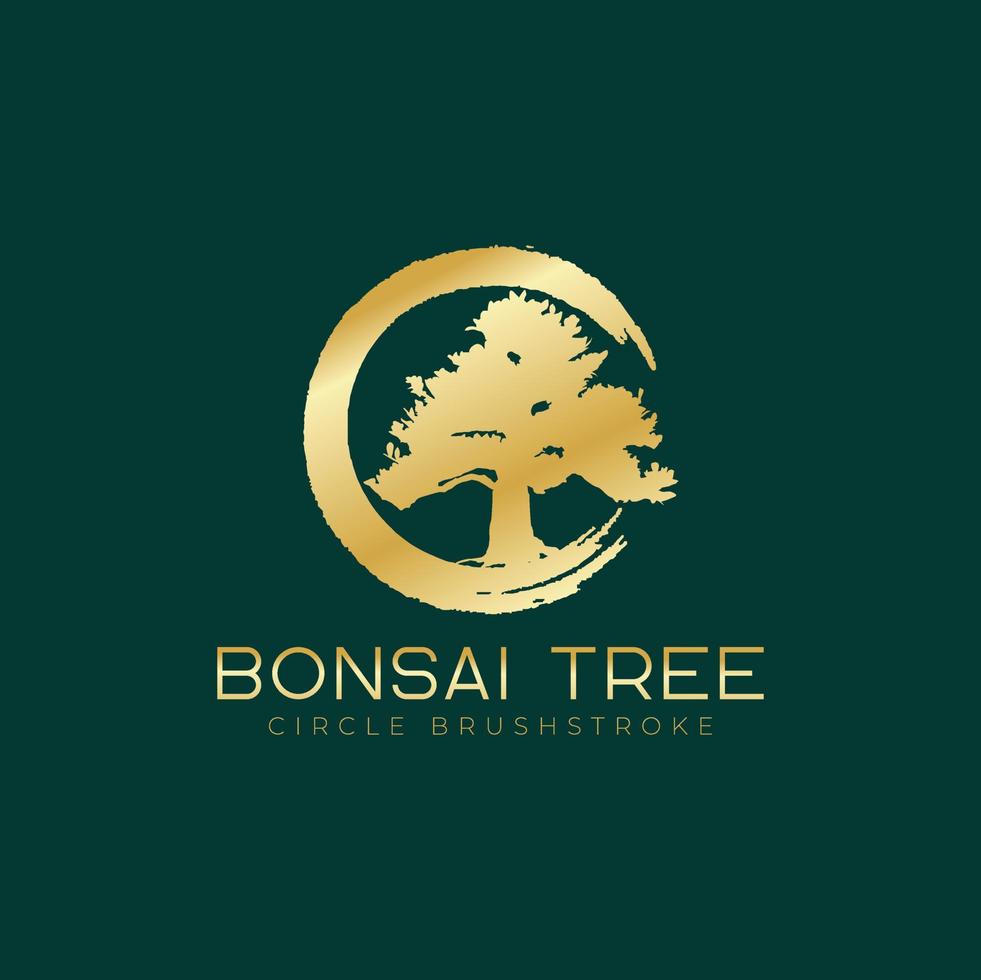 plantilla de vector de diseño de logotipo de árbol de bonsái de lujo