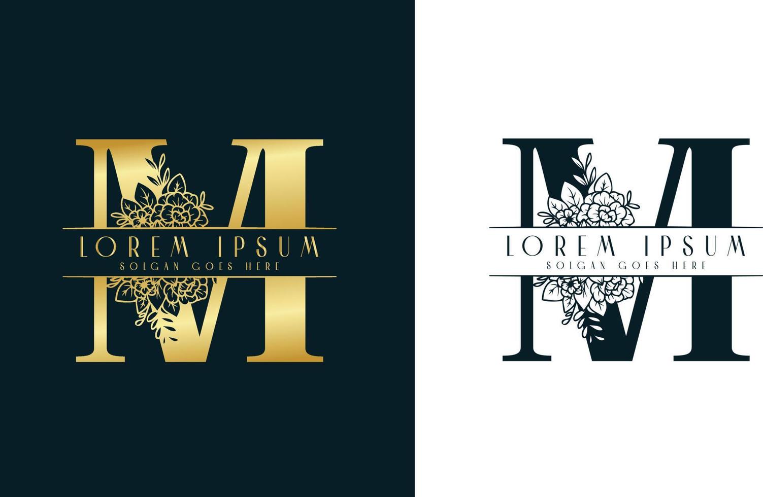 plantilla de diseño de logotipo floral minimalista letra m vector