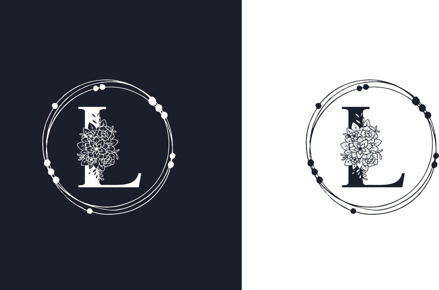 Letter L Minimalist Floral logo design template vector