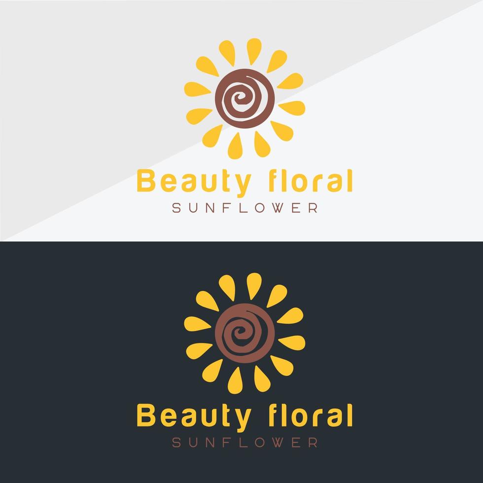 Sunflower logo and sun icon Vector design Template.